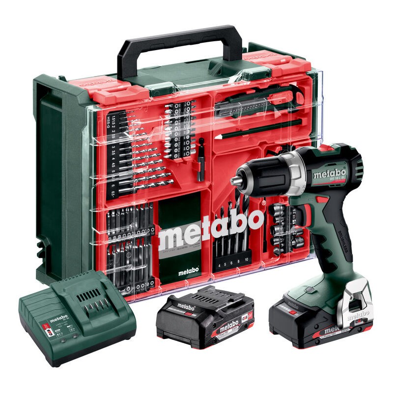[4061792254541] Metabo 613155710 BS 18 L BL accu-boorschroefmachine, 18V 2x2Ah Li-Power; Lader SC 30; Mobiele werkplaats 18v Met 73 accessoires