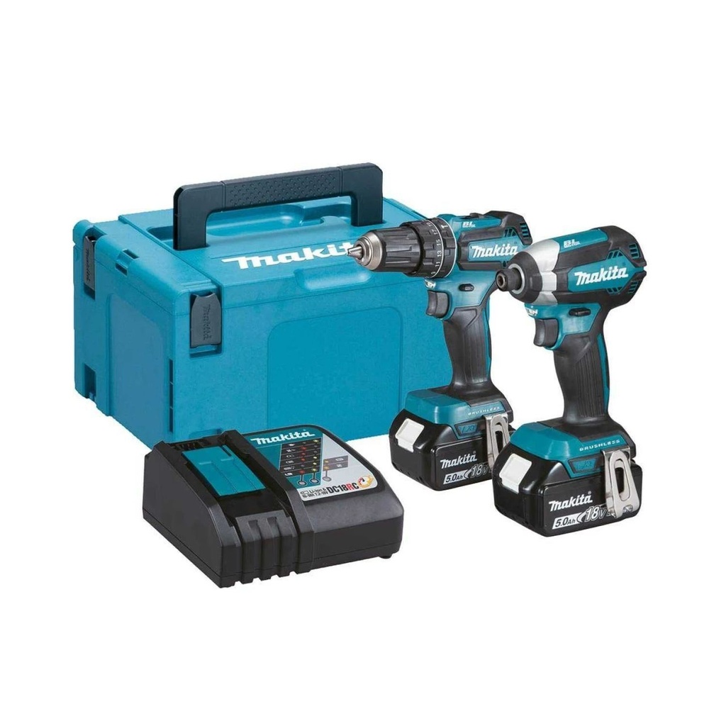 Makita DLX2283TJ 18V Li-Ion accu klopboor- /schroefmachine & Slagschroevendraaier combiset (2x 5,0Ah accu + lader) in Mbox - koolborstelloos