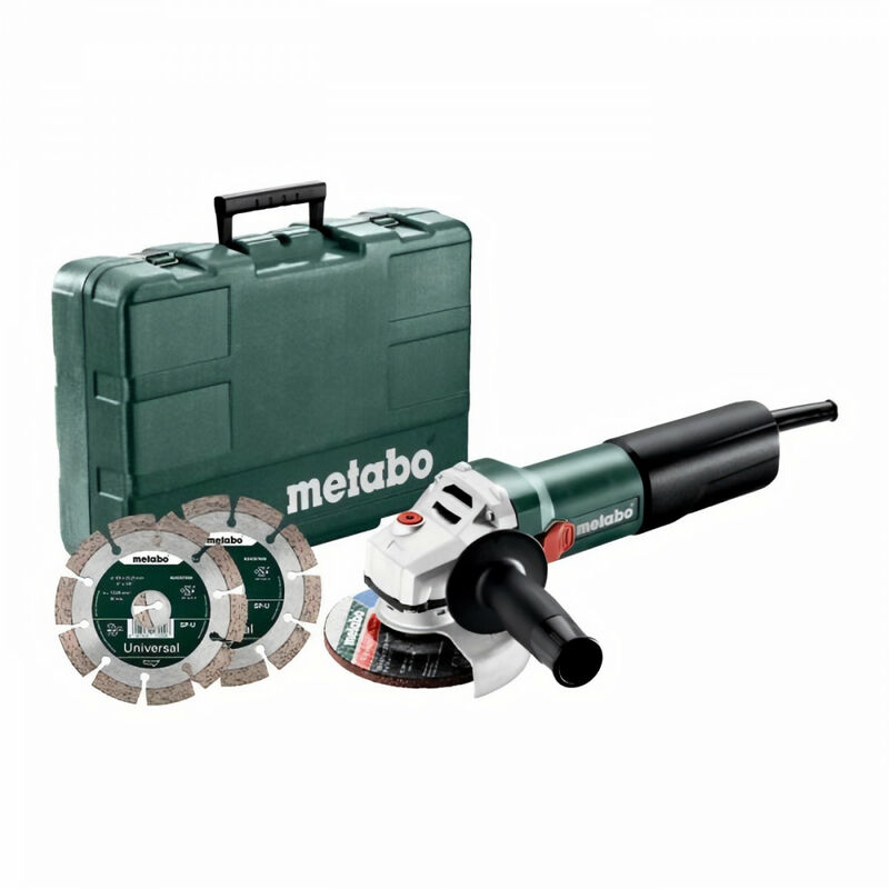 [4007430338525] Metabo 610035510 WQ 1100-125 Set Haakse slijper; Kunststof koffer; met 2 diamant-doorslijpschijven, snelspanmoer 230v Met 2 diamantschijven