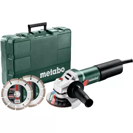 [4007430338563] Metabo 600347510 WEQ 1400-125 Set Haakse slijper; Kunststof koffer; met 2 diamant-doorslijpschijven 230v Met 2 diamantschijven