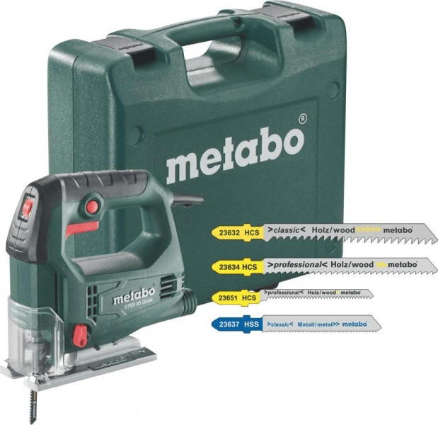 [4007430298669] Metabo 690920000 STEB 65 Quick Set Decoupeerzaag; Kunststof koffer; met 20 decoupeerzaagbladen 230v Met Decoupeerzaagblaadjes