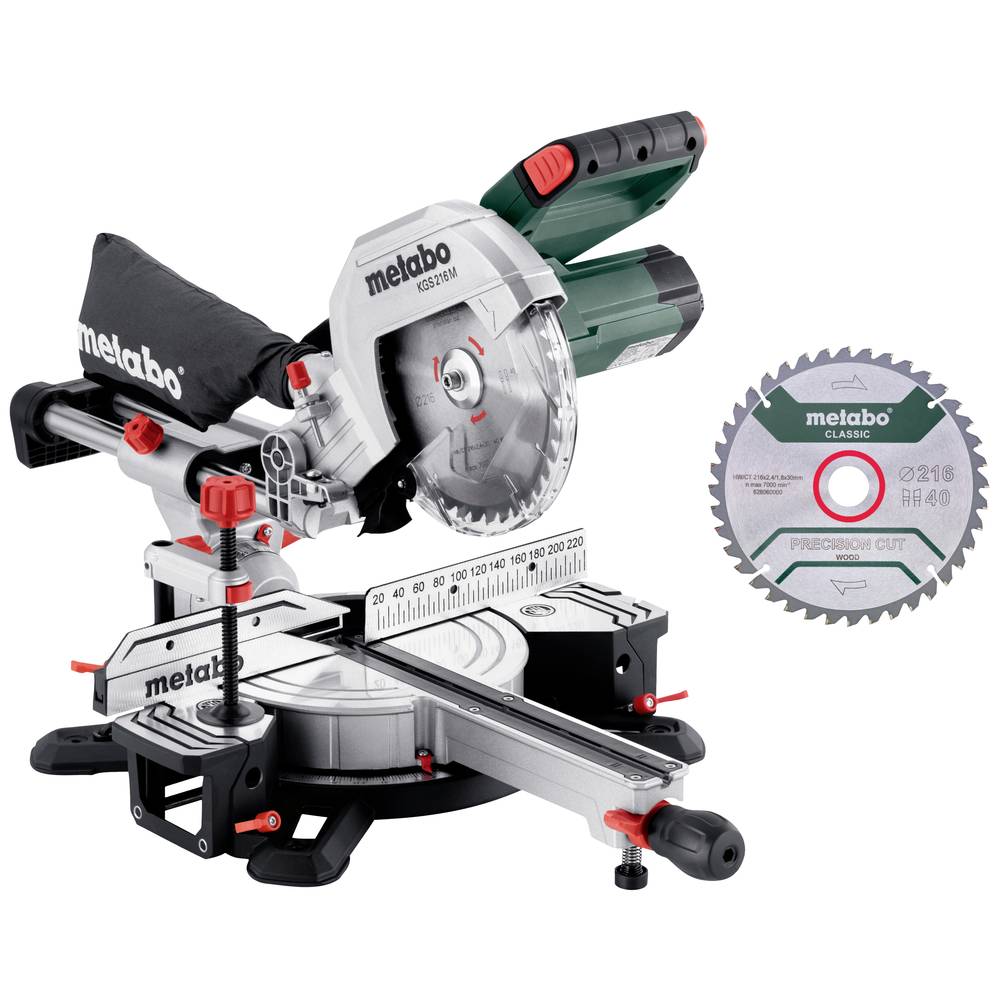 Metabo 613216900 KGS 216 M Set Afkortzaag; doos; met trekfunctie; met extra zaagblad 230v Met extra zaagblad
