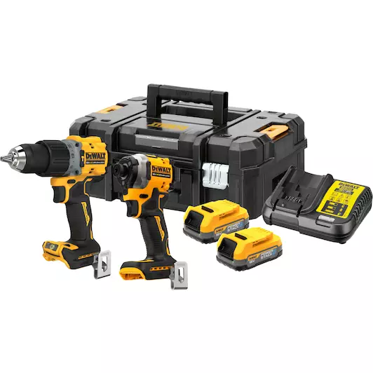 [5035048788370] DEWALT DCK2050E2T-QW 18V XR POWERSTACK Brushless 2-delige set met schroef-/klopboormachine (DCD805) + slagschroevendraaier (DCF850)