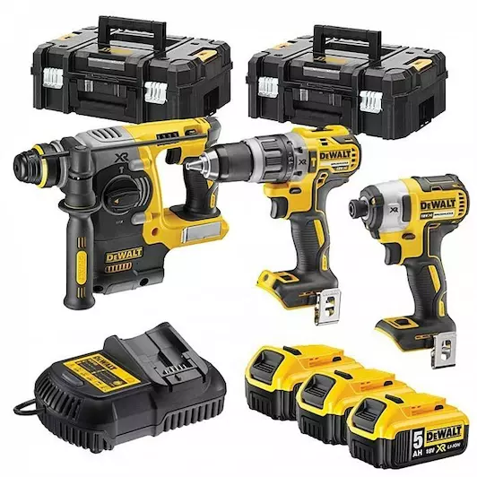 [5054905025410] DEWALT DCK368P3T-QW 18V XR Brushless 3-delige set (DCD796 + DCF887 + DCH273)