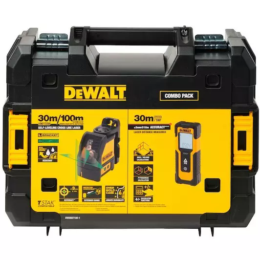 [5054905315450] DEWALT DW0887100-1 SET: Kruislijnlaser Groen + Afstandsmeter 30m