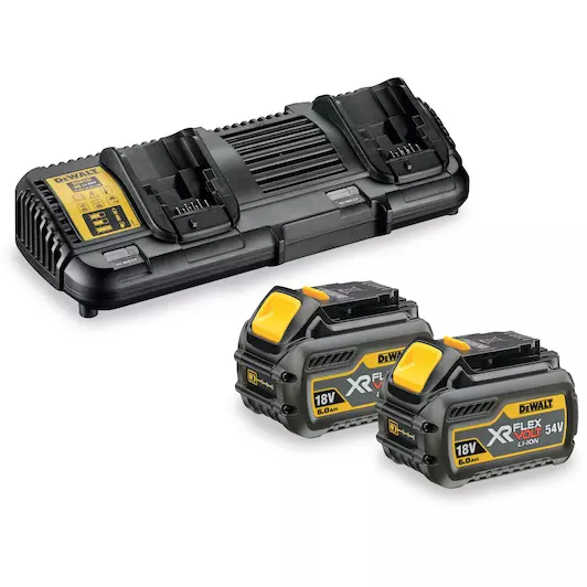 [5035048640722] DEWALT DCB132T2-QW 54V XR FLEXVOLT Accu starterpack (2x DCB546 + XR multivoltage duolader)